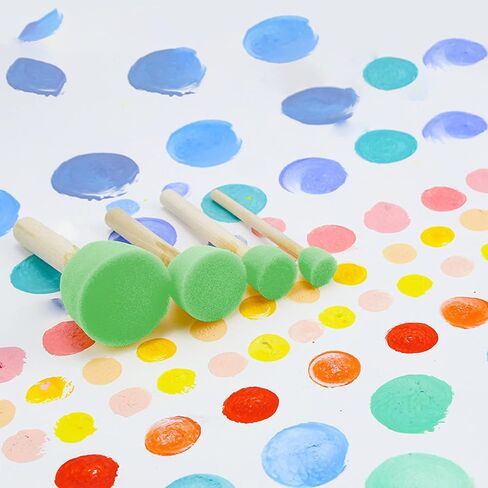 WAFJAMF 60 Pcs Round Sponges Brush Set 4 Sizes DIY Painting Tools Yellow in Kuwait