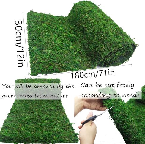 FAICOIA Moss Table Runner الطحلب المجفف للحرف اليدوية لفة الطحلب الأخضر للحدائق الخيالية وديكور الغابات الزفاف 12 بوصة × 106 بوصة حصيرة الطحلب المحفوظة لتزيين الطاولة سجادة الطحلب لجدار العشب الطحلب 30 × 270 سم in Kuwait
