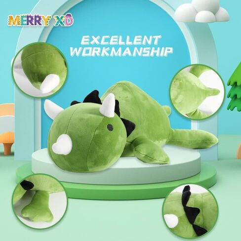 MerryXD Weighted Dinosaur Plush Pillow Stuffed Animals,Green 24" Weighted Dino Plushie and Throw Pillows, Super Soft Cartoon Hugging Toy Gifts for Kids & Adults, 3.5 lbs in Kuwait