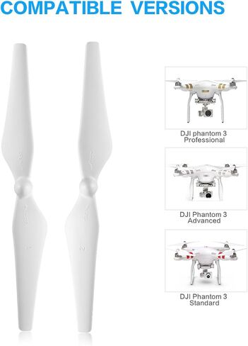 زوجان بديلان من مراوح Powerextra 9450 ذاتية التضييق 2CW/2CCW لـ DJI Phantom 2، Phantom 3 SE، احترافية، متقدمة، قياسية، 4K (أبيض) in Kuwait