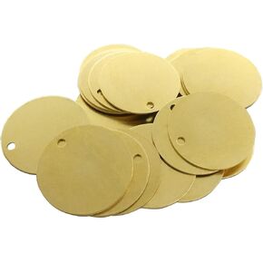 ABBECIAO 1"Brass Valve Tags Stamping Tags 0.04" Round Engraved Metal Blanks Chits with Hole for Pipe Valves, Equipment, Tool and Keys Labeling 50 Pack in Saudi Arabia