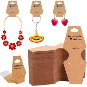 200 Pieces Keychain Display Cards with Adhesive Necklace Bracelet Jewelry Hanging Blank Kraft Paper Packaging Tags in Kuwait