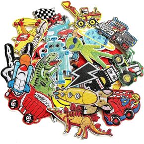 30pcs Boys Iron on Patches for Clothing Jackets DIY Sew Embroidered Applique Decorative Repair Patches in Kuwait