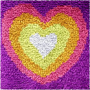 Numptain Latch Hook Kits for Kids,DIY Rug Crafts Love Rainbow Pattern Color Printed Canvas,Latch Hook Kits for Beginners Handmade Needlework Crafts Home Decoration,12"x12" NT4