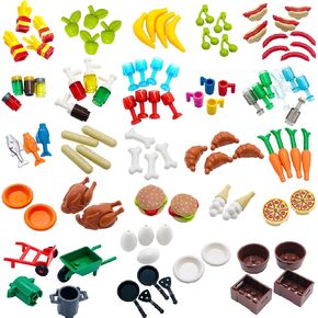 لعبة مكعبات بناء ملحقات طعام المطبخ متوافقة مع العلامات التجارية الكبرى - لقطع مجسمات صغيرة in Kuwait