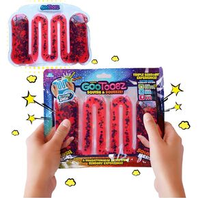 GooToobz Originals - Squishy Sensory Tubes - Filled with Colorful Water, Glitter and Beads | Non-Toxic, Squeezable Fidget | Stress and Anxiety Relief - Triple Sensory Experience! (Glitter Gush Blue)