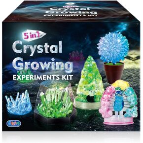 UNGLINGA Crystal Growing Kit, Experiment Science Kits for Kids Age 6-8-10-12, STEM Projects Learning & Educational Toys Gifts Idea for Boys Girls 6 7 8 9 10 11 12, Grow 5 Vibrant Crystals Making Kit