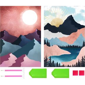 عبوتان من مجموعات الرسم الماسي 5D للبالغين - مجموعات لوحات الماس الفنية للأحجار الكريمة مجموعات الفنون الماسية الطلاء بالماس - مجموعات الرسم الماسي للرسم الفني الماسي للمبتدئين (12 × 16 بوصة) in Kuwait