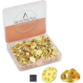 BEADNOVA 100PCS Pin Back Butterfly Clutch Backings Pin Cap Replacement Metal Pin Backs for Badges, Lapel Pin (100pcs, Gold) in Saudi Arabia