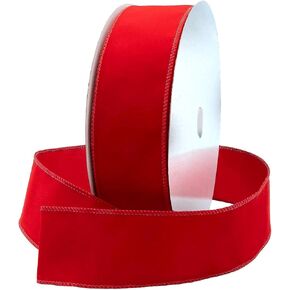Red Velvet Ribbon Wired 2.5 Inch Wide X 30 Yards Long Wire Edge Trim Christmas Tree Ribbons for Gift Wrapping Indoor Outdoor Bows Xmas Trees Decoration Trimmings Gifts Wreaths Home Decor Tree Topper in Saudi Arabia