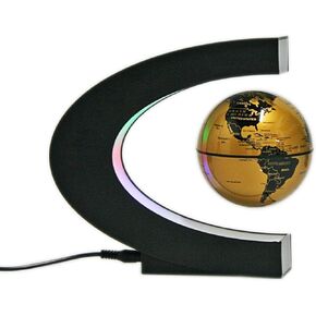 Senders Floating Globe with LED Lights C Shape Magnetic Levitation Floating Globe World Map for Desk Decoration (Gold) in Kuwait