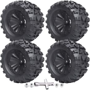 4Pcs 2.8 Preglued Mounted OD 125mm 1/10 RC Truck Tires and Wheels 12mm Hex Hubs for Traxxas Stampede Rustler VXL 4x4 2WD Redcat Volcano EPX Pro Exceed Infinitive in Saudi Arabia