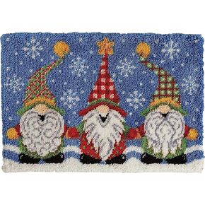 EVAJE Christmas Latch Hook Rug Kits DIY Crochet Yarn Carpet Hooking Craft Kit with Color Preprinted Canvas Christmas Gnome Pattern Design for Adults Kids Xmas Gift 20.5''x14'' in Saudi Arabia