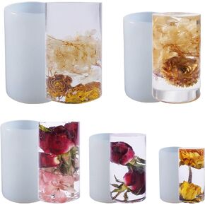 LUXWIN 5 قطع / مجموعة قوالب شمع أسطوانية لصنع الشمع، 5 أحجام قوالب شمع الراتينج العمودية، قوالب لصب الراتينج إيبوكسي لصنع الشموع والصابون وتزيين المنزل in Kuwait