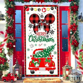 لافتة باب زينة عيد الميلاد على شكل فأر كرتوني، مقاس 35.4 × 70.8 بوصة، زينة باب عيد الميلاد، غطاء باب كبير لعيد الميلاد لمستلزمات حفلات الشتاء والعطلات in Kuwait