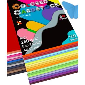 Colored Cardstock 150 sheets, 8.5" x 11" Cardstock Paper - 30 Assorted Colors, 250 GSM Colorful Card Stock Printer Paper Scrapbooking Supplies for Diy Crafts, Scrapbooking, Card Making
