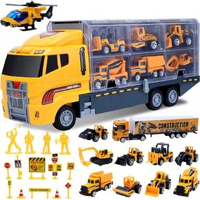 ALOTJOY Toys for Boys,25 Pcs Engineering Die-cast Construction Car Toddler Toys for 3 Year Old Boys Vehicles Gifts Kids Toys for Age 3 4 5 6 7 Year Old Boys