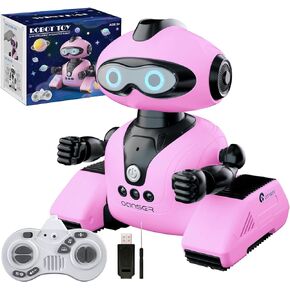 Robots Toys for Kids, 2.4Ghz Remote Control Robot Toys with Music and LED Eyes for Boys/Girls, RC Toys Gift for 3-12 Year Toddler Children Teen for Birthday Halloween Christmas (Pink)