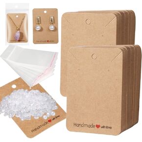 Femtindo 150 Pack Earring Cards for Jewelry Packaging DIY Earrings Holder Display Card with Bag for Studs Selling (Brown(Earring Card), 5x6.5cm) in Saudi Arabia