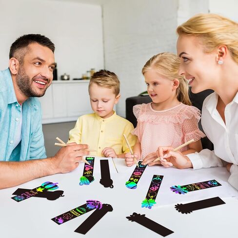 BeYumi Flower Scratch Cards Craft - 60Pcs Mother's Day Flower Scratch Cards Craft Kit for Kids DIY Flower Pot Magic Rainbow Color Craft Teacher Appreciation Gift School Classroom Home Fun Activities in Kuwait