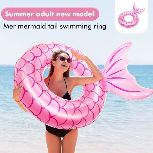 2 Pack Inflatable Swimming Ring, 36" & 24" Pool Float, Cute Pool Tubes with Glitters for Adults and Kids, Outdoor Pool Beach Water Floats Party Supplies, Kids Floaties for Swimming Pool in Kuwait