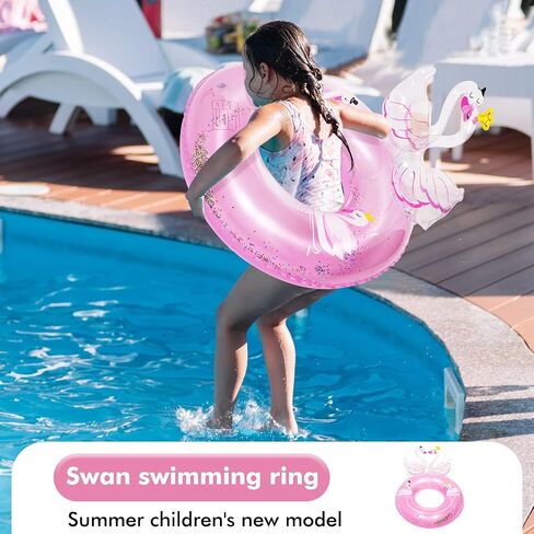 2 Pack Inflatable Swimming Ring, 36" & 24" Pool Float, Cute Pool Tubes with Glitters for Adults and Kids, Outdoor Pool Beach Water Floats Party Supplies, Kids Floaties for Swimming Pool in Kuwait