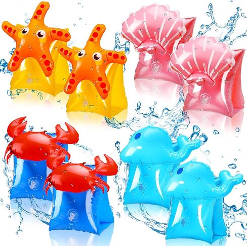 8 Pieces Swim Arm Floaties for Kids Inflatable Swim Armbands Swim Floater Sleeves Swimming Arm Float Rings for Toddler Boys Girls in Kuwait