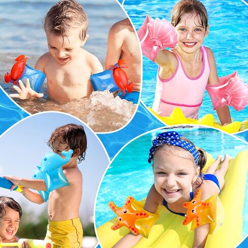 8 Pieces Swim Arm Floaties for Kids Inflatable Swim Armbands Swim Floater Sleeves Swimming Arm Float Rings for Toddler Boys Girls in Kuwait