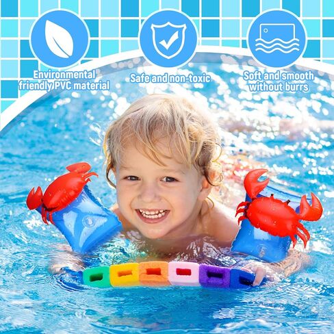 8 Pieces Swim Arm Floaties for Kids Inflatable Swim Armbands Swim Floater Sleeves Swimming Arm Float Rings for Toddler Boys Girls in Kuwait