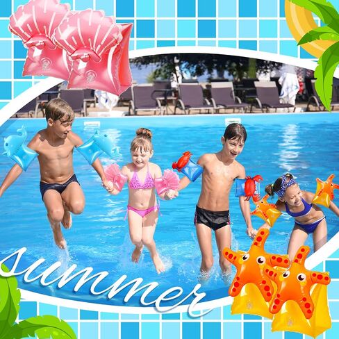 8 Pieces Swim Arm Floaties for Kids Inflatable Swim Armbands Swim Floater Sleeves Swimming Arm Float Rings for Toddler Boys Girls in Kuwait