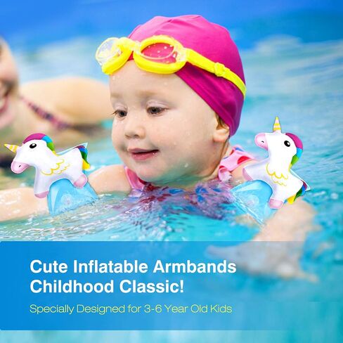 MoKo Swim Arm Bands for Kids, Toddlers Begin to Swim Inflatable Pool Floats Sleeves, Cute Cartoon Swimming Wings Armlets Rings Floaties Tubes, Water Sports Learning Swim Training Aids in Kuwait