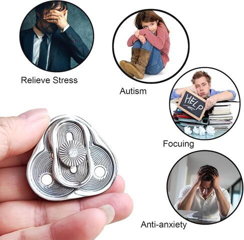 FSFHSJ Metal Fidget Slider، ألعاب تململ معدنية تدور على شكل مثلث، ألعاب الكبار EDC على شكل البرسيم، ألعاب تململ للبالغين لتخفيف التوتر والقلق، ألعاب تململ ADHD للبالغين مناسبة للمكتب (فضي) in Saudi Arabia
