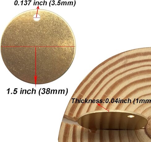 ABBECIAO 1"Brass Valve Tags Stamping Tags 0.04" Round Engraved Metal Blanks Chits with Hole for Pipe Valves, Equipment, Tool and Keys Labeling 50 Pack in Kuwait