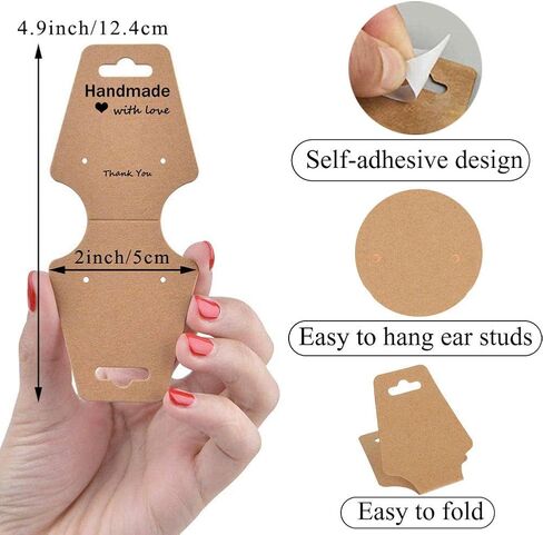200 Pieces Keychain Display Cards with Adhesive Necklace Bracelet Jewelry Hanging Blank Kraft Paper Packaging Tags in Kuwait