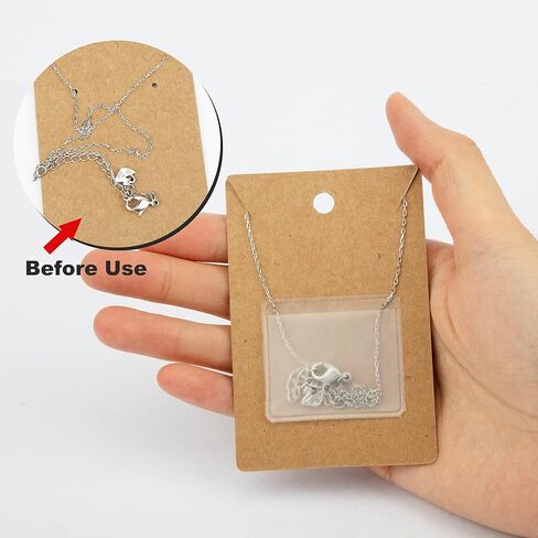 Temlum 100pcs Jewelry Display Cards with Adhesive Pouch & Clear Bag, White in Kuwait