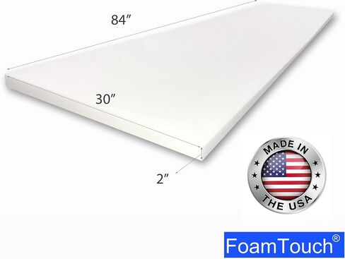 FoamTouch Upholstery Foam Cushion High Density 2" Height x 30" Width x 84" Length Made in USA in Kuwait