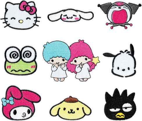 9 قطع لطيف Kawaii الكرتون أنيمي المطرزة بقع كيتي ميلودي التوأم نجوم القرفة شخصية خياطة على / الحديد على زين رقعة إصلاح DIY الاكسسوارات الحرفية للملابس سترة الجينز اللباس حقيبة الظهر قبعة in Kuwait