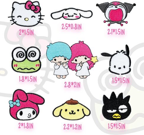 9 قطع لطيف Kawaii الكرتون أنيمي المطرزة بقع كيتي ميلودي التوأم نجوم القرفة شخصية خياطة على / الحديد على زين رقعة إصلاح DIY الاكسسوارات الحرفية للملابس سترة الجينز اللباس حقيبة الظهر قبعة in Kuwait