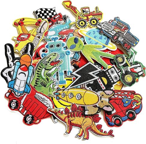 30pcs Boys Iron on Patches for Clothing Jackets DIY Sew Embroidered Applique Decorative Repair Patches in Kuwait