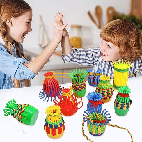 رينبو توي فروج مجموعة نسج سلة للاطفال - مجموعات حرفية ممتعة وتعليمية - العاب حسية لمرحلة ما قبل المدرسة والاطفال الصغار - تطوير المهارات الحركية الدقيقة والابداع - للاولاد والبنات من سن 2-4 سنوات in Kuwait