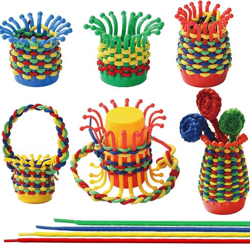 رينبو توي فروج مجموعة نسج سلة للاطفال - مجموعات حرفية ممتعة وتعليمية - العاب حسية لمرحلة ما قبل المدرسة والاطفال الصغار - تطوير المهارات الحركية الدقيقة والابداع - للاولاد والبنات من سن 2-4 سنوات in Kuwait