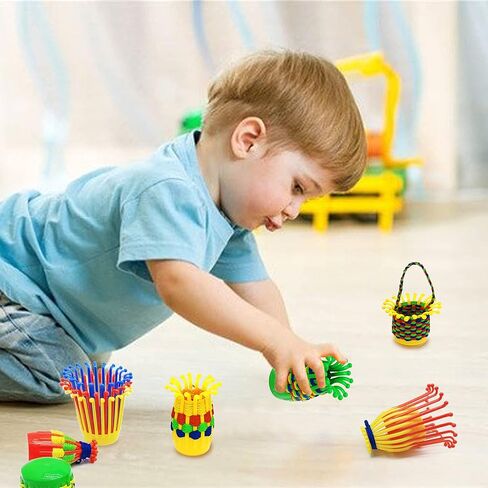 رينبو توي فروج مجموعة نسج سلة للاطفال - مجموعات حرفية ممتعة وتعليمية - العاب حسية لمرحلة ما قبل المدرسة والاطفال الصغار - تطوير المهارات الحركية الدقيقة والابداع - للاولاد والبنات من سن 2-4 سنوات in Kuwait