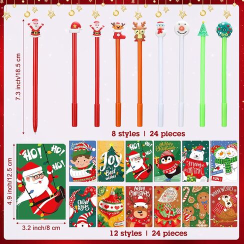 Tenceur 48 Pcs Christmas Mini Notebook with Ballpoint Pen Xmas Notepad Merry Christmas Small Memo Pad Santa Snowman Pocket Notebook for Xmas Party Kids Home Party Favor Gifts (Classic Style) in Kuwait
