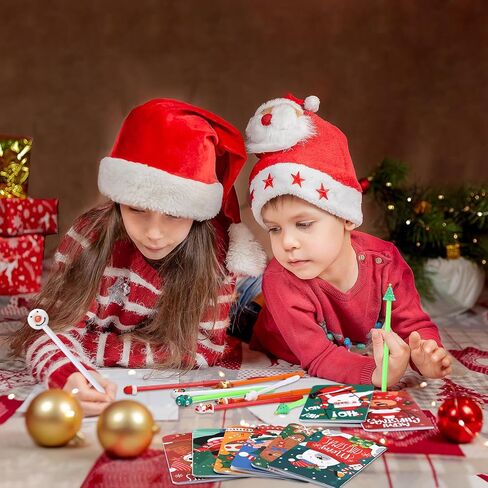 Tenceur 48 Pcs Christmas Mini Notebook with Ballpoint Pen Xmas Notepad Merry Christmas Small Memo Pad Santa Snowman Pocket Notebook for Xmas Party Kids Home Party Favor Gifts (Classic Style) in Kuwait
