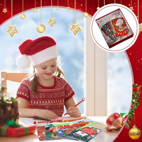 Tenceur 48 Pcs Christmas Mini Notebook with Ballpoint Pen Xmas Notepad Merry Christmas Small Memo Pad Santa Snowman Pocket Notebook for Xmas Party Kids Home Party Favor Gifts (Classic Style) in Kuwait