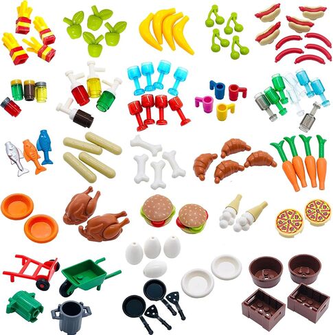 لعبة مكعبات بناء ملحقات طعام المطبخ متوافقة مع العلامات التجارية الكبرى - لقطع مجسمات صغيرة in Kuwait