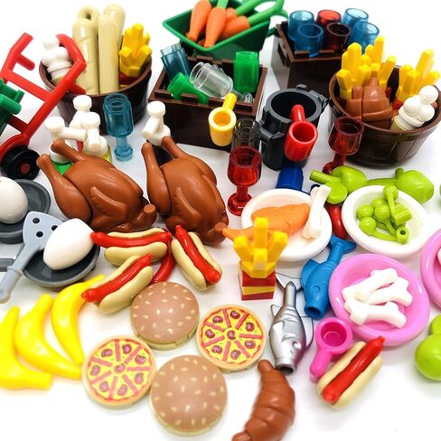 لعبة مكعبات بناء ملحقات طعام المطبخ متوافقة مع العلامات التجارية الكبرى - لقطع مجسمات صغيرة in Kuwait