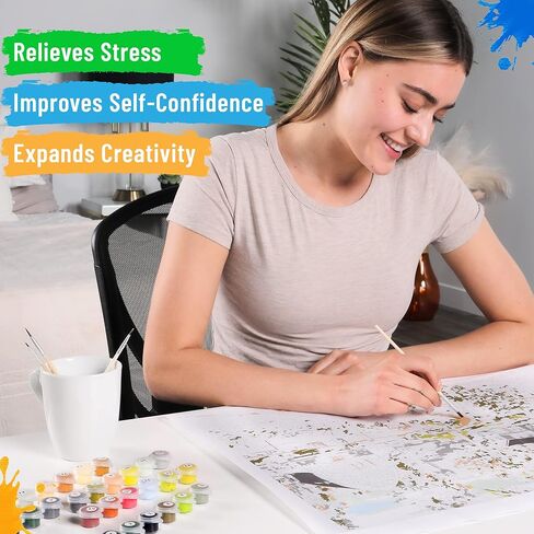 Ledgebay Paint by Numbers Kit for Adults: Beginner to Advanced Number Painting Kit - Fun DIY Arts & Crafts | Color by Numbers for Adults - Kits Include - (Apple Harvest 16" x 20" Unframed) in Kuwait