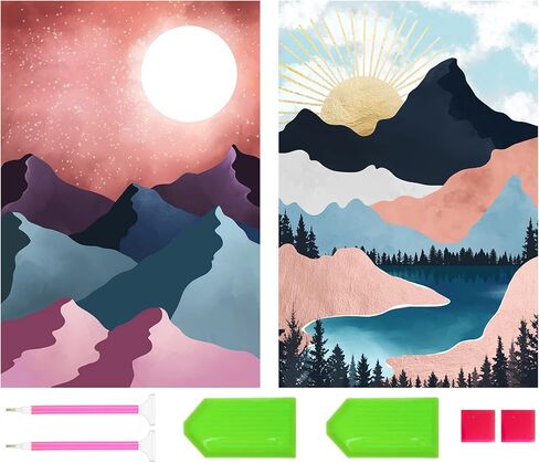 عبوتان من مجموعات الرسم الماسي 5D للبالغين - مجموعات لوحات الماس الفنية للأحجار الكريمة مجموعات الفنون الماسية الطلاء بالماس - مجموعات الرسم الماسي للرسم الفني الماسي للمبتدئين (12 × 16 بوصة) in Kuwait