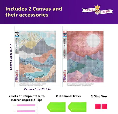 عبوتان من مجموعات الرسم الماسي 5D للبالغين - مجموعات لوحات الماس الفنية للأحجار الكريمة مجموعات الفنون الماسية الطلاء بالماس - مجموعات الرسم الماسي للرسم الفني الماسي للمبتدئين (12 × 16 بوصة) in Kuwait